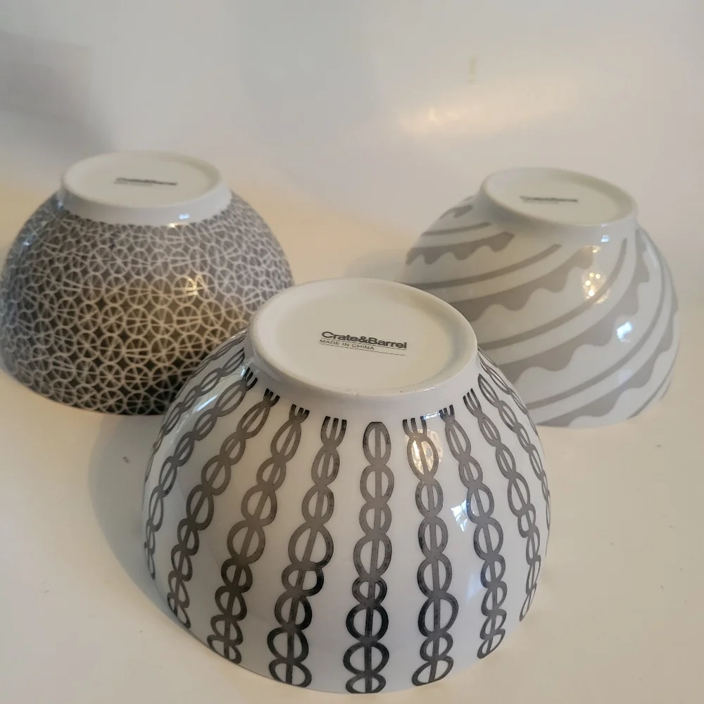 Set of Three CRATE & BARREL Patterned Bowls